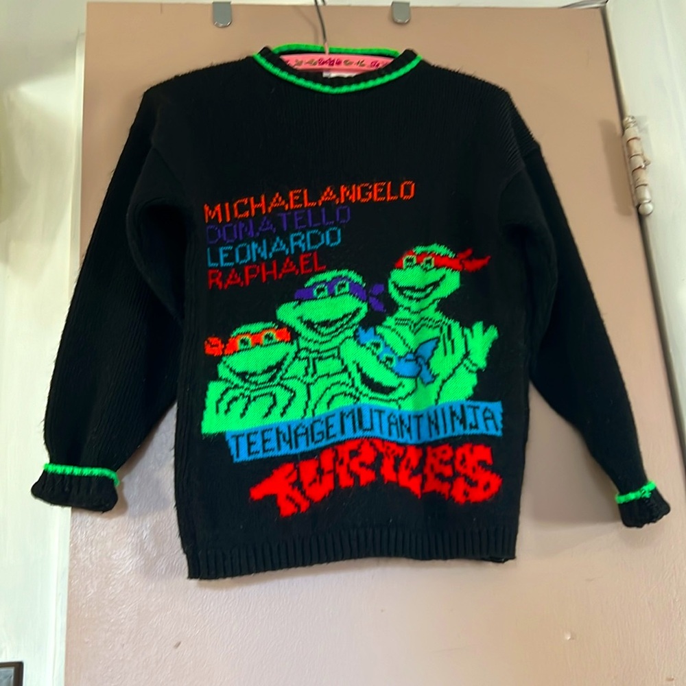1990 TMNT Teenage Mutant Ninja Turtles vintage sweater Kids Large Womens Small - Picture 3 of 8